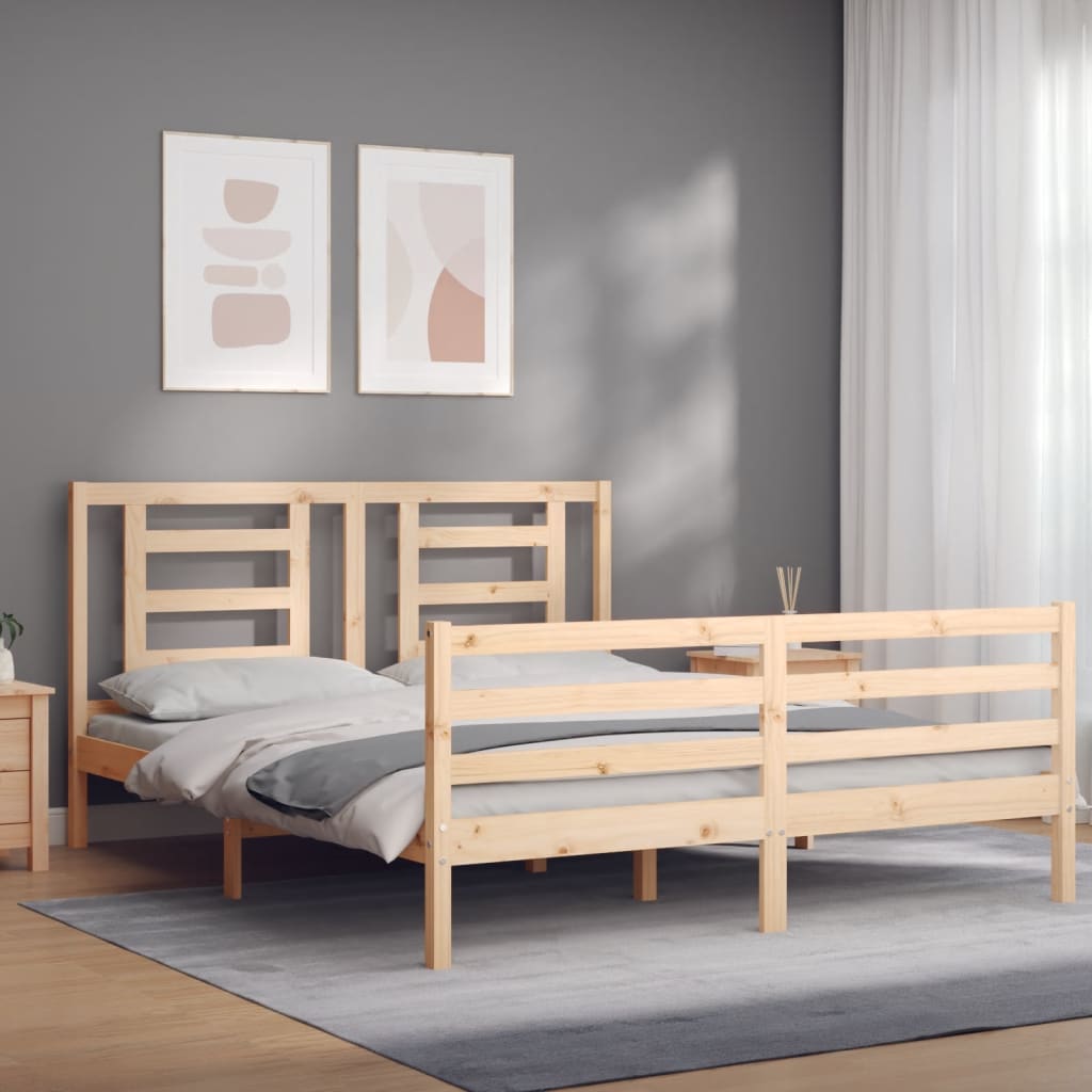 vidaXL Estructura de cama con cabecero madera maciza 160x200 cm