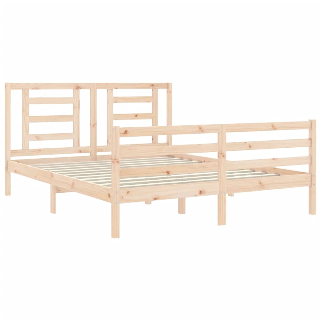 vidaXL Estructura de cama con cabecero madera maciza 160x200 cm