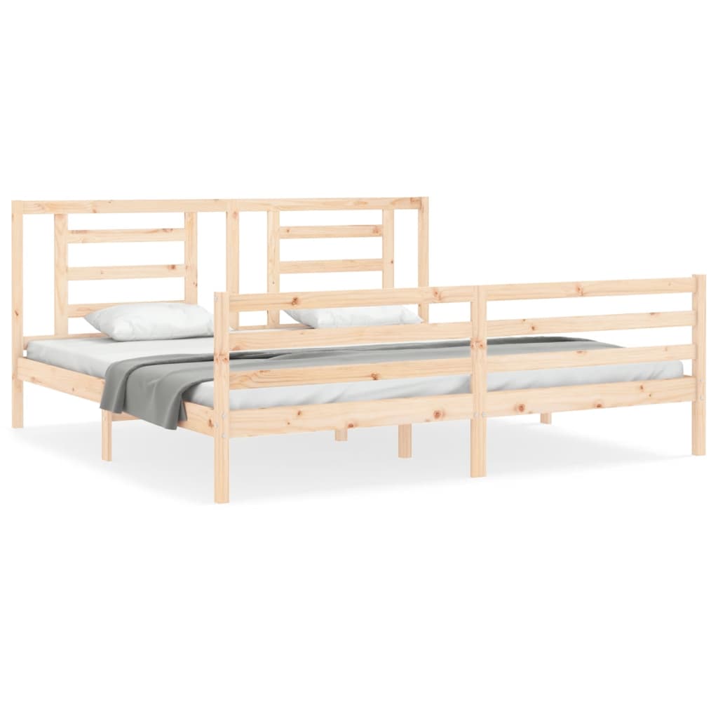 vidaXL Estructura de cama de matrimonio con cabecero madera maciza