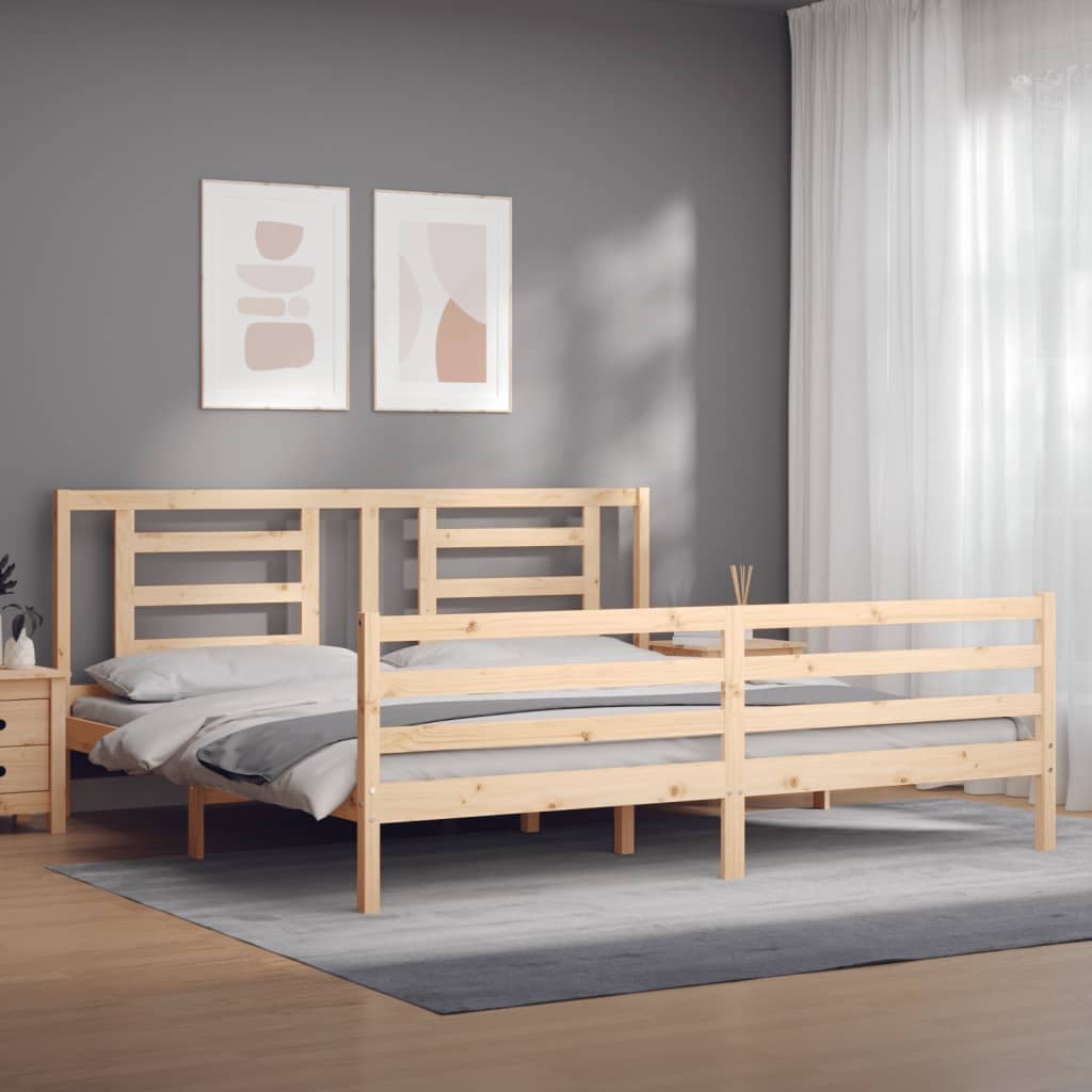 vidaXL Estructura de cama de matrimonio con cabecero madera maciza