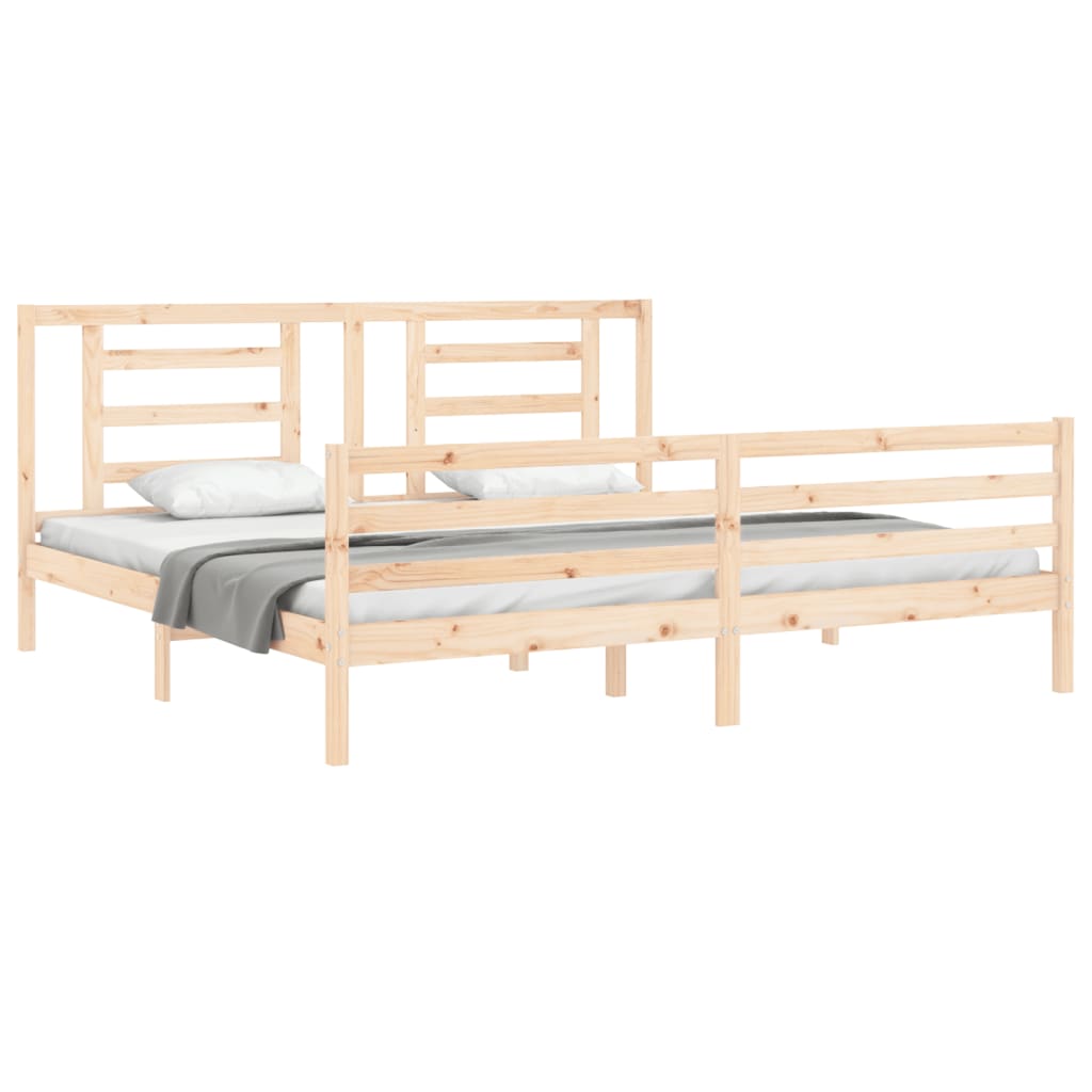 vidaXL Estructura de cama de matrimonio con cabecero madera maciza