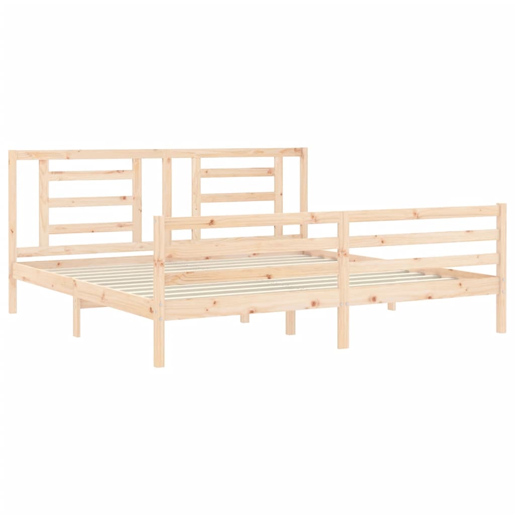 vidaXL Estructura de cama de matrimonio con cabecero madera maciza