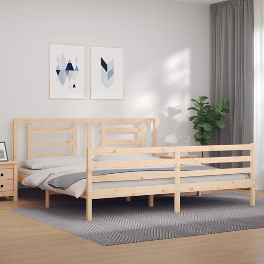 vidaXL Estructura de cama de matrimonio con cabecero madera maciza