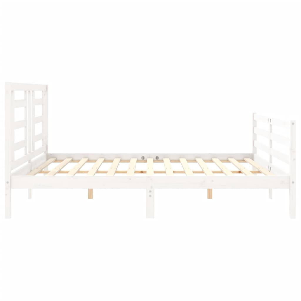 vidaXL Estructura cama de matrimonio con cabecero madera maciza blanco