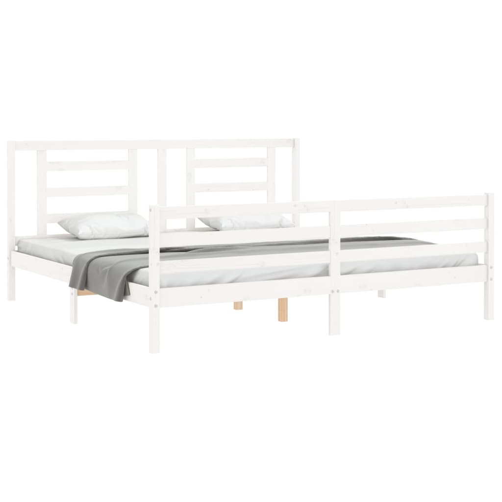 vidaXL Estructura de cama con cabecero madera maciza blanco 200x200 cm