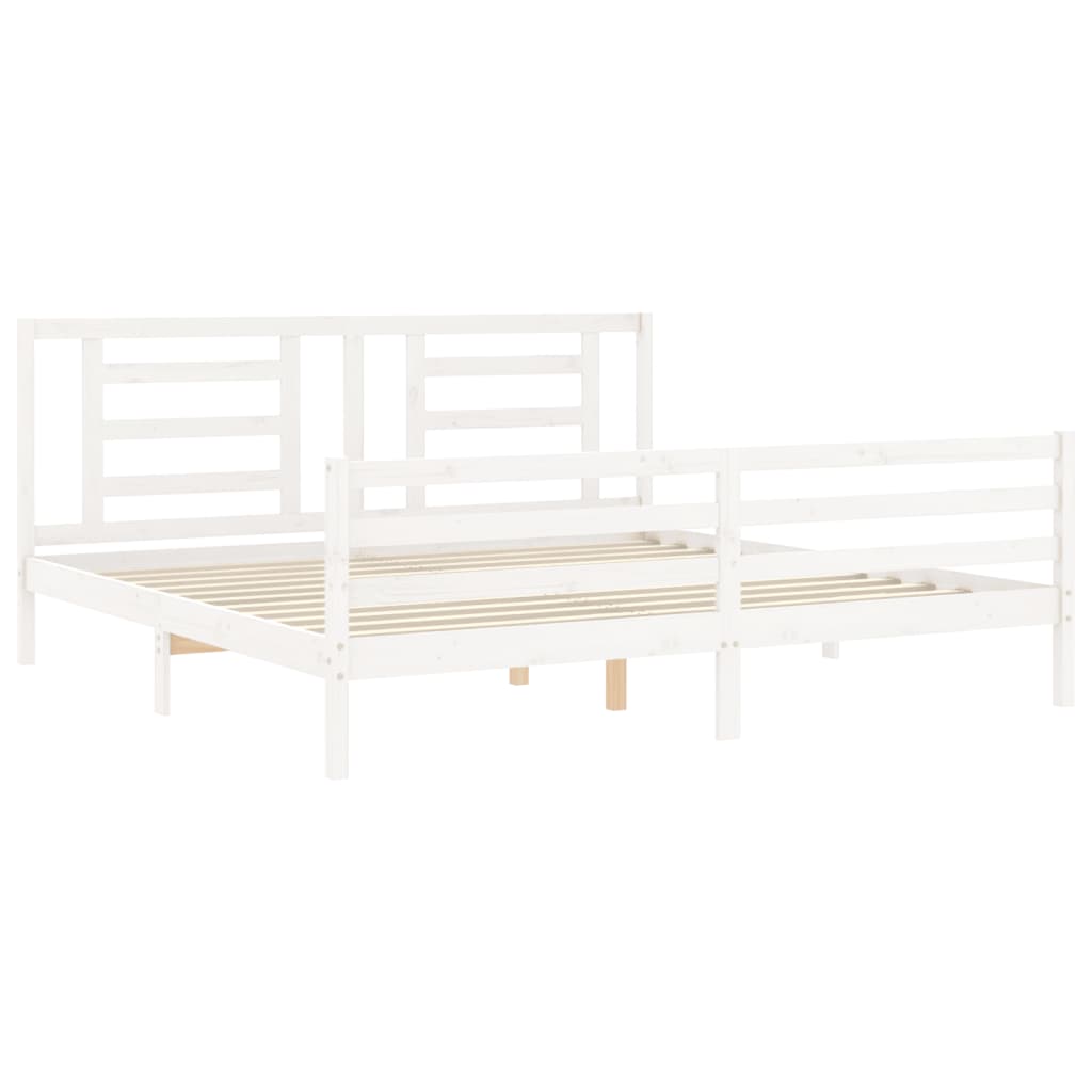 vidaXL Estructura de cama con cabecero madera maciza blanco 200x200 cm