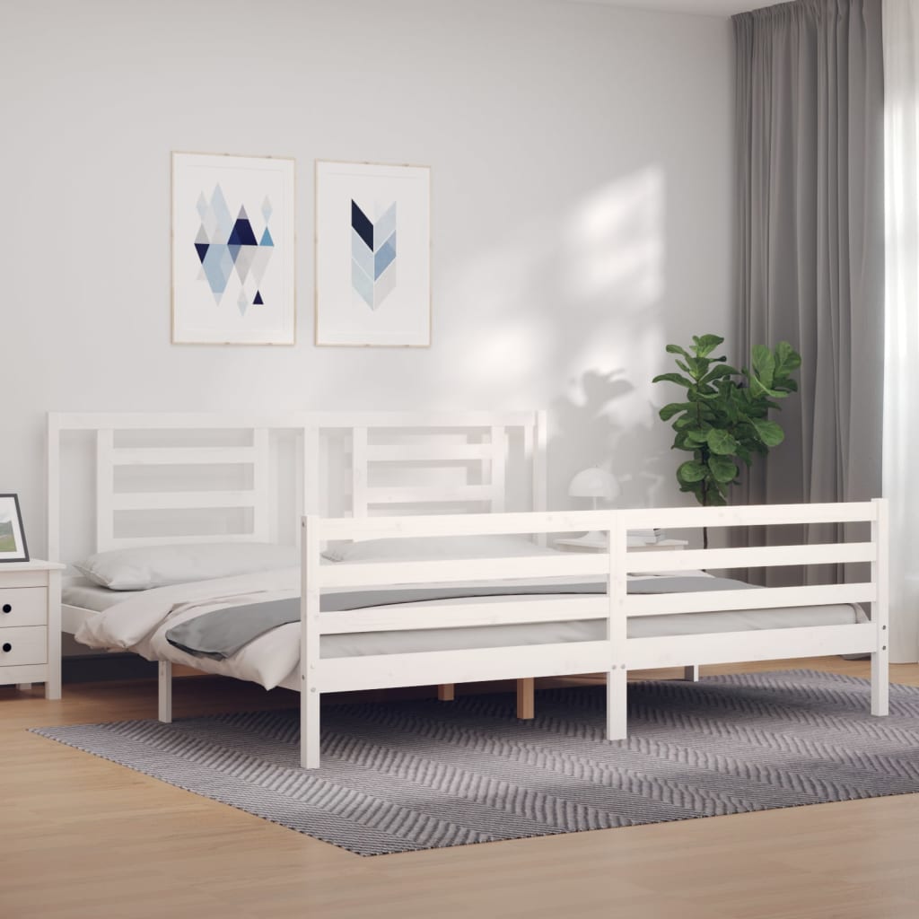 vidaXL Estructura de cama con cabecero madera maciza blanco 200x200 cm