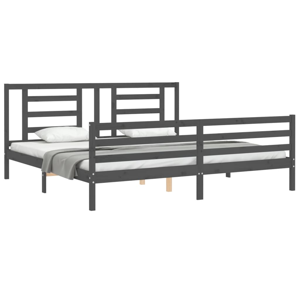 vidaXL Estructura de cama con cabecero madera maciza gris 200x200 cm