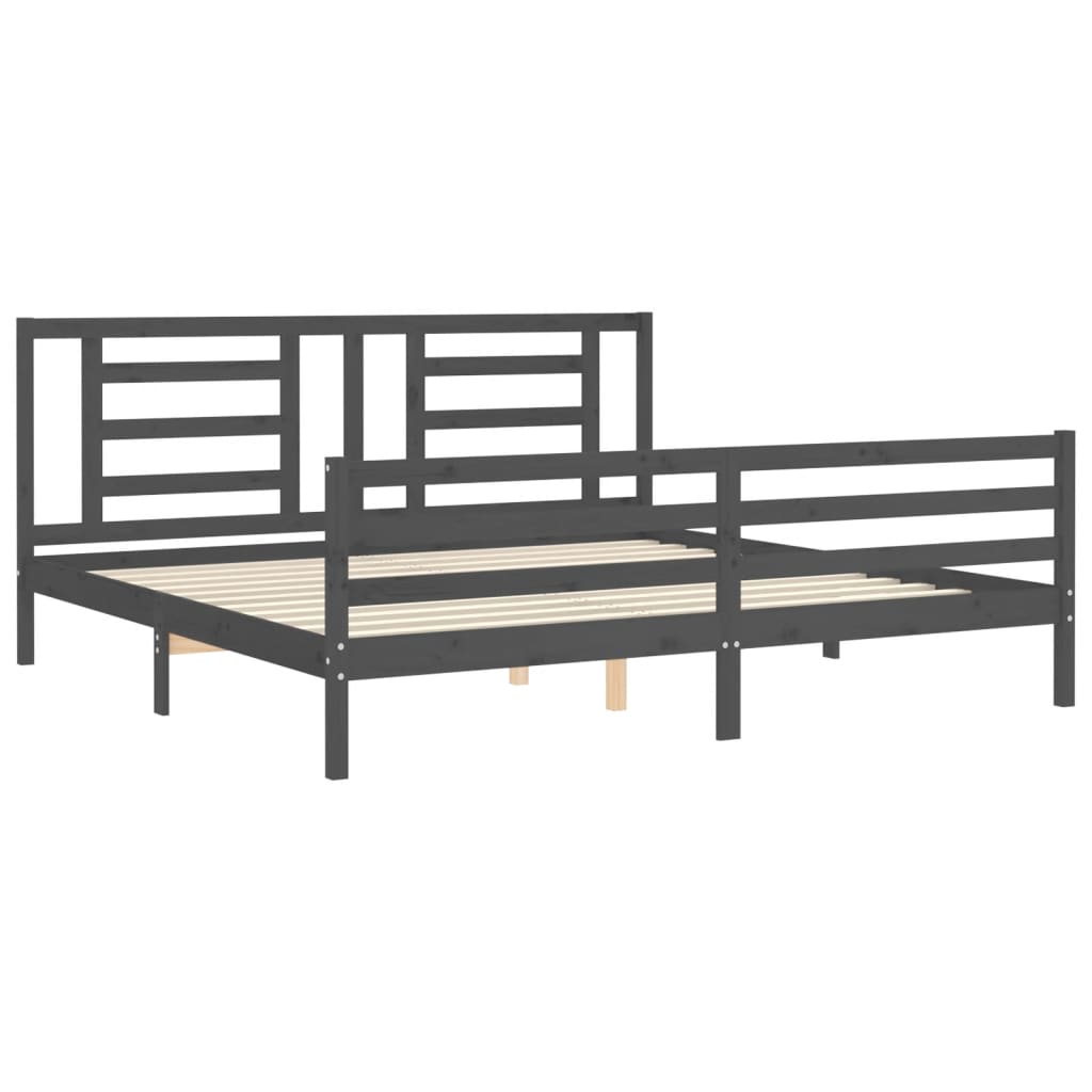 vidaXL Estructura de cama con cabecero madera maciza gris 200x200 cm