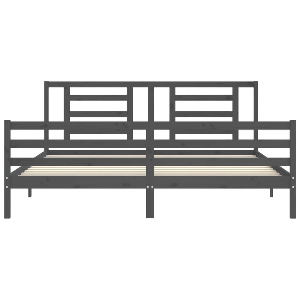 vidaXL Estructura de cama con cabecero madera maciza gris 200x200 cm