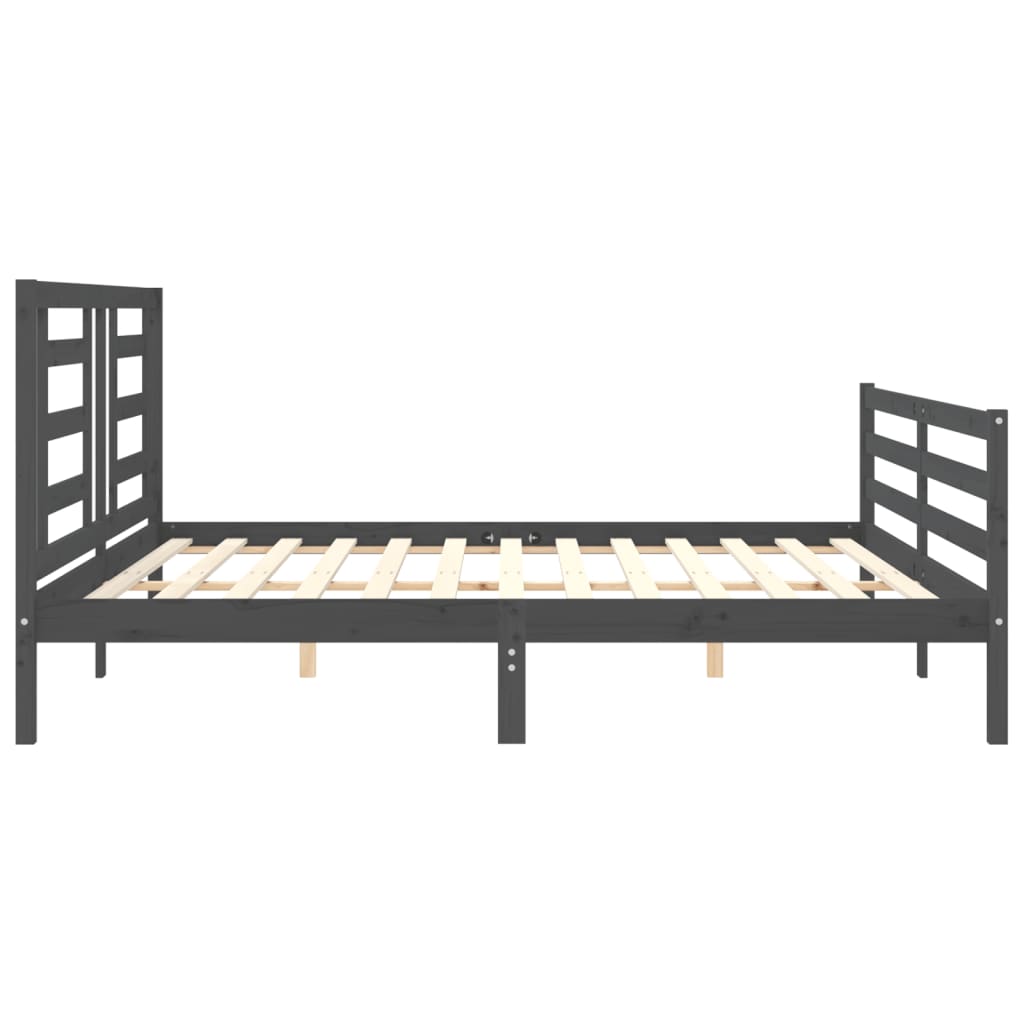 vidaXL Estructura de cama con cabecero madera maciza gris 200x200 cm