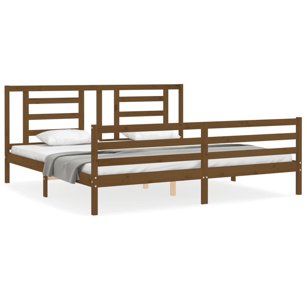 vidaXL Estructura cama y cabecero madera maciza marrón miel 200x200 cm