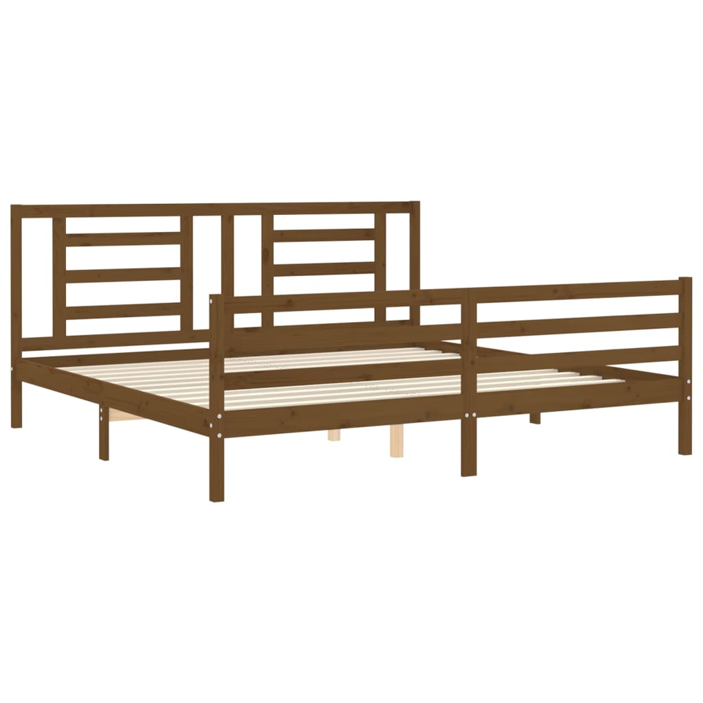 vidaXL Estructura cama y cabecero madera maciza marrón miel 200x200 cm