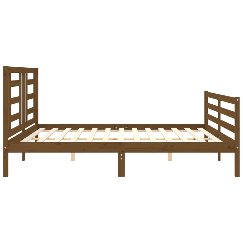 vidaXL Estructura cama y cabecero madera maciza marrón miel 200x200 cm