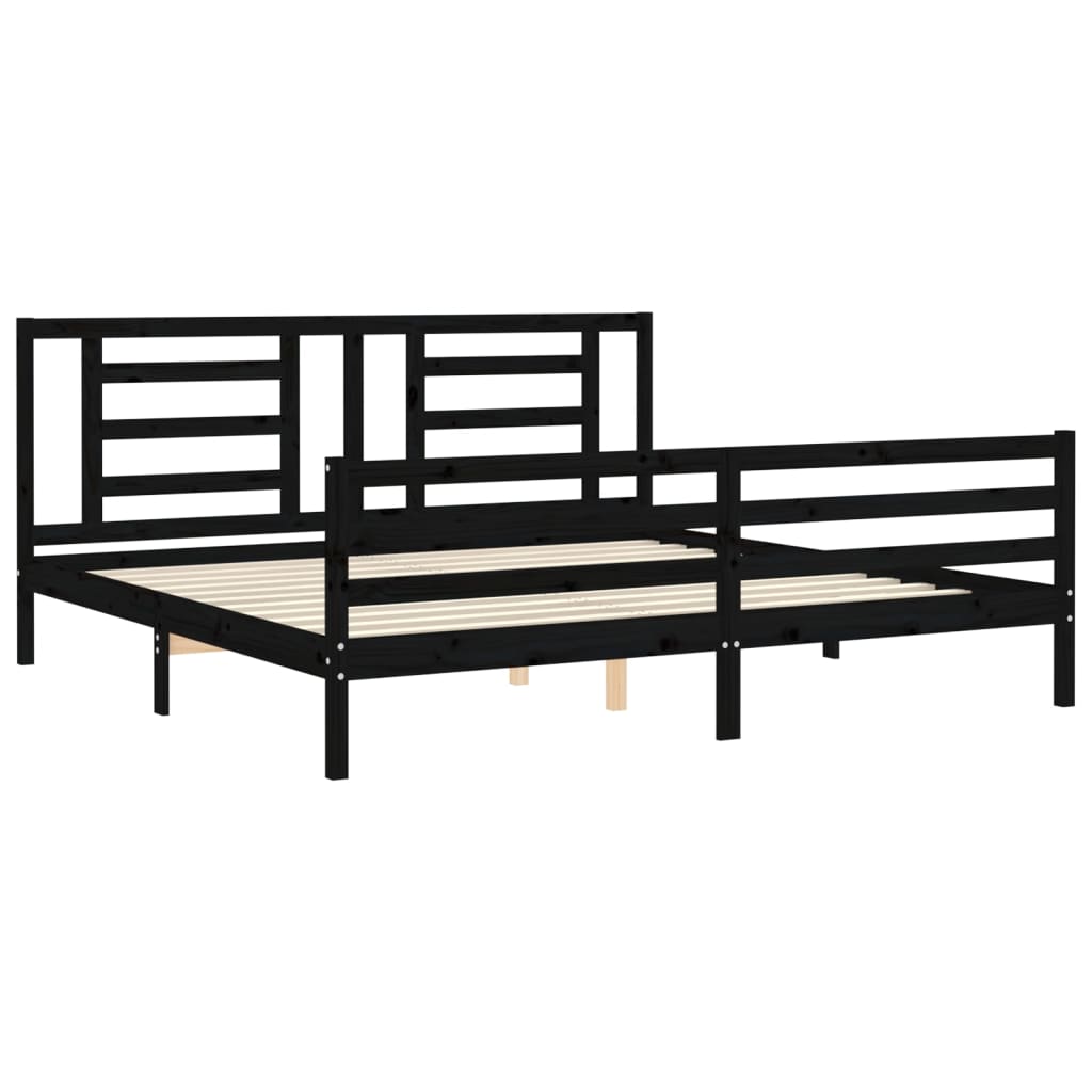 vidaXL Estructura de cama con cabecero madera maciza negro 200x200 cm