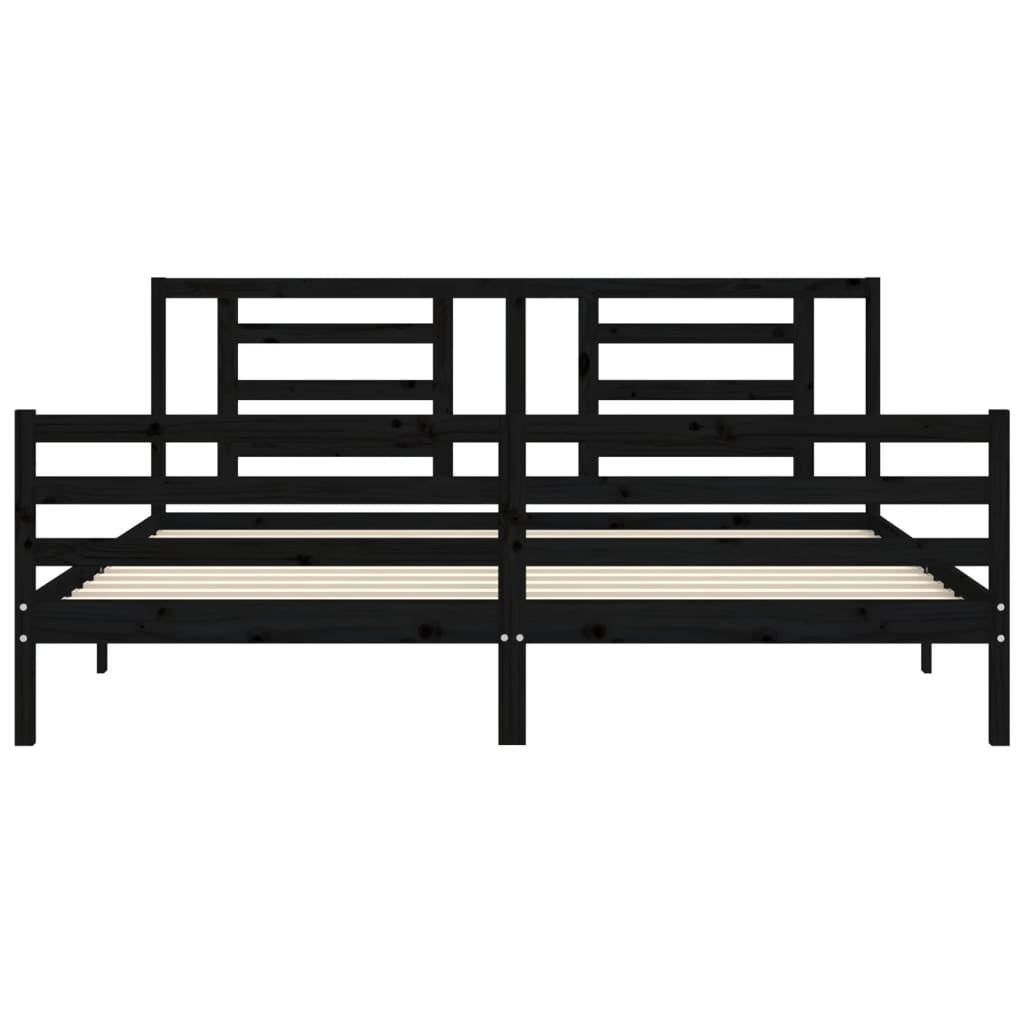 vidaXL Estructura de cama con cabecero madera maciza negro 200x200 cm