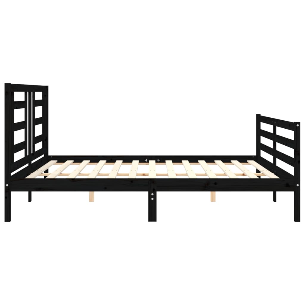 vidaXL Estructura de cama con cabecero madera maciza negro 200x200 cm