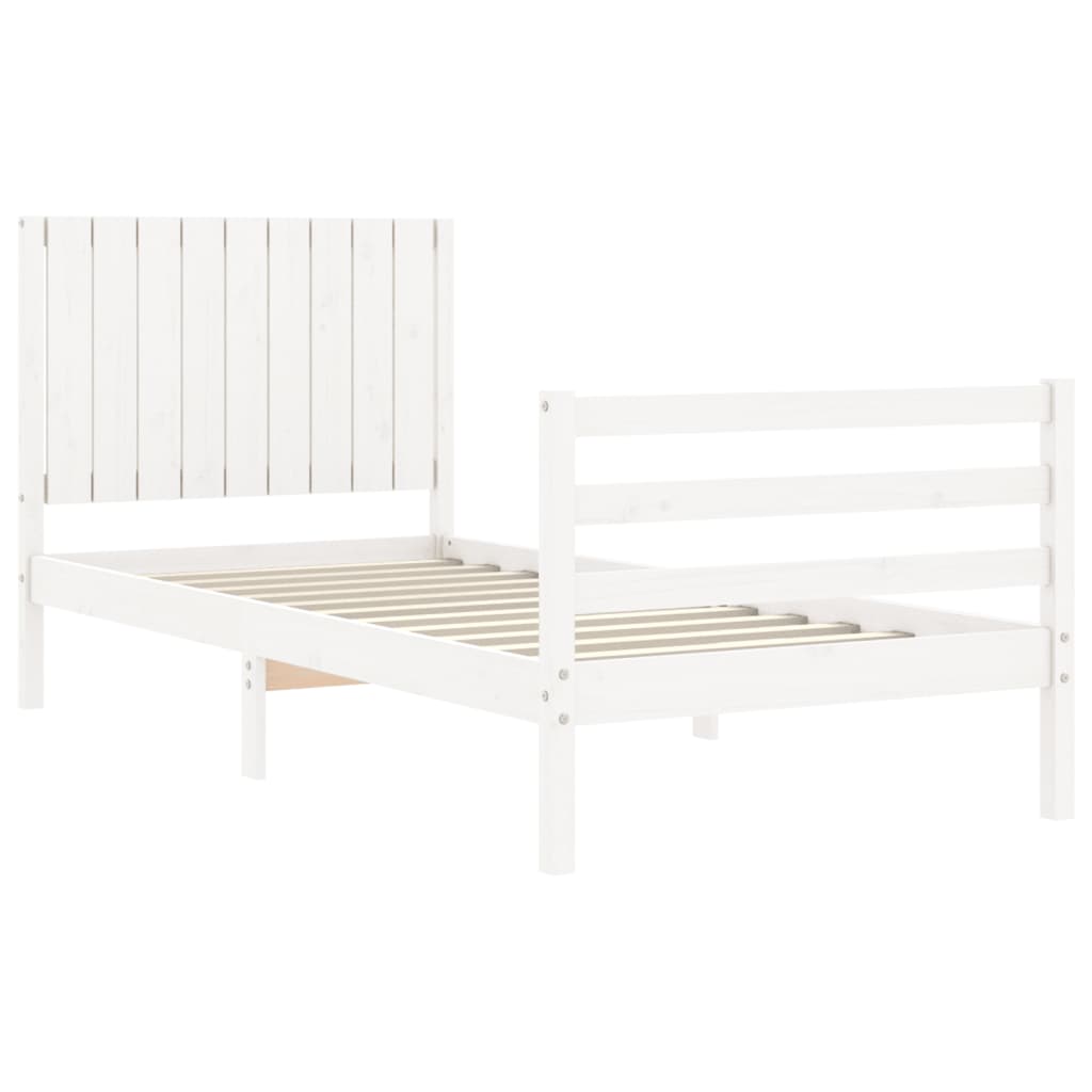 vidaXL Estructura de cama con cabecero madera maciza blanco