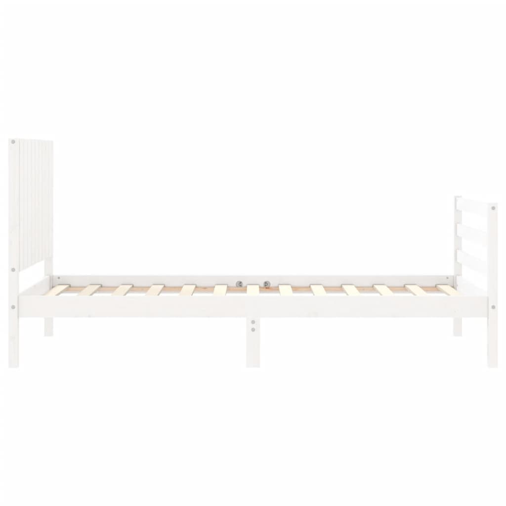 vidaXL Estructura de cama con cabecero madera maciza blanco