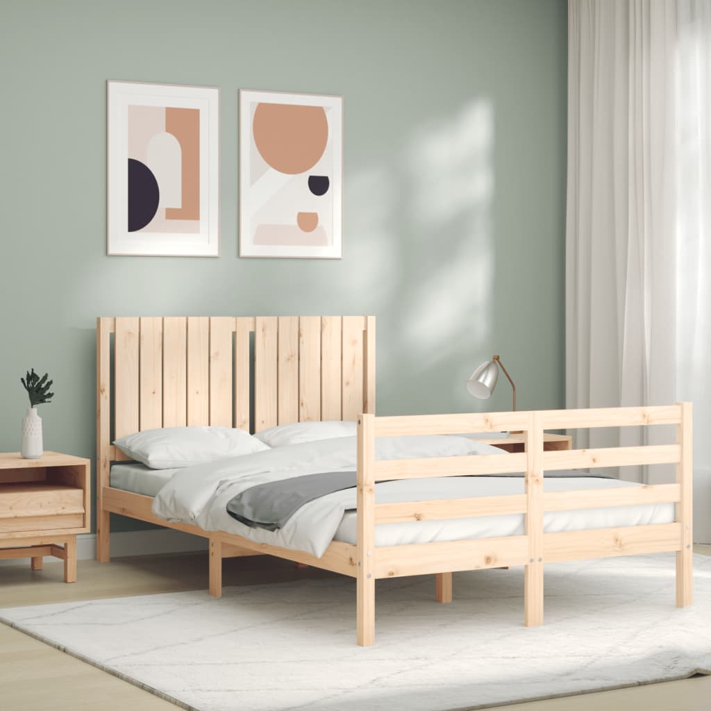 vidaXL Estructura de cama de matrimonio con cabecero madera maciza