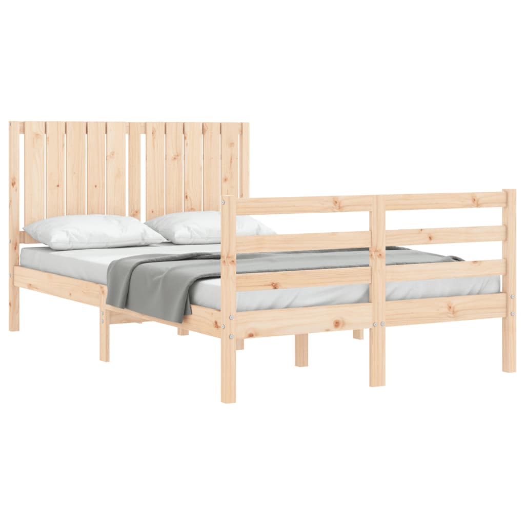 vidaXL Estructura de cama de matrimonio con cabecero madera maciza