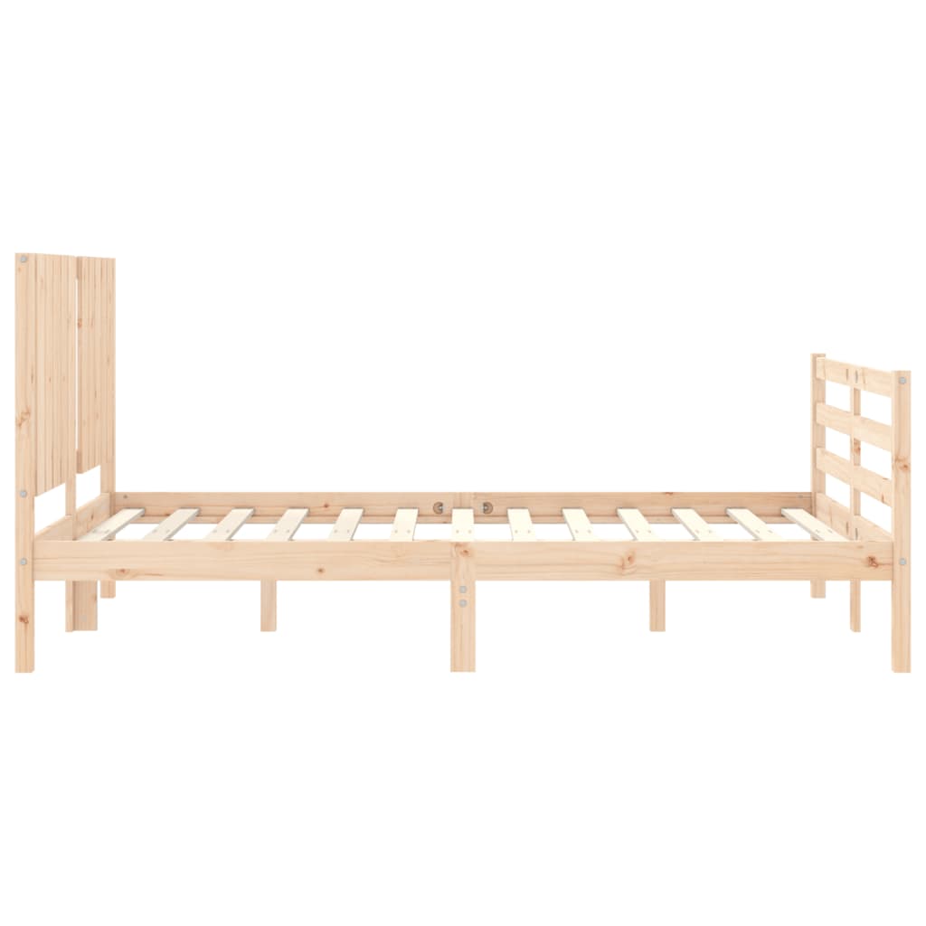 vidaXL Estructura de cama de matrimonio con cabecero madera maciza