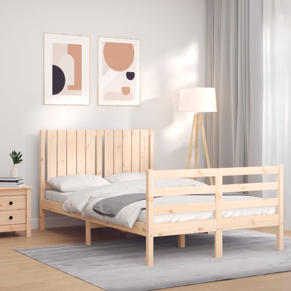 vidaXL Estructura de cama de matrimonio con cabecero madera maciza