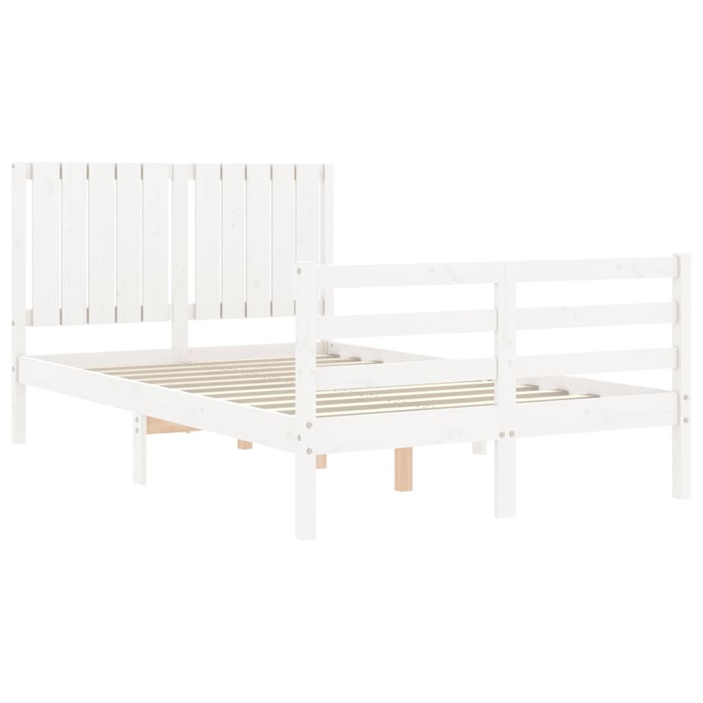 vidaXL Estructura cama de matrimonio con cabecero madera maciza blanco