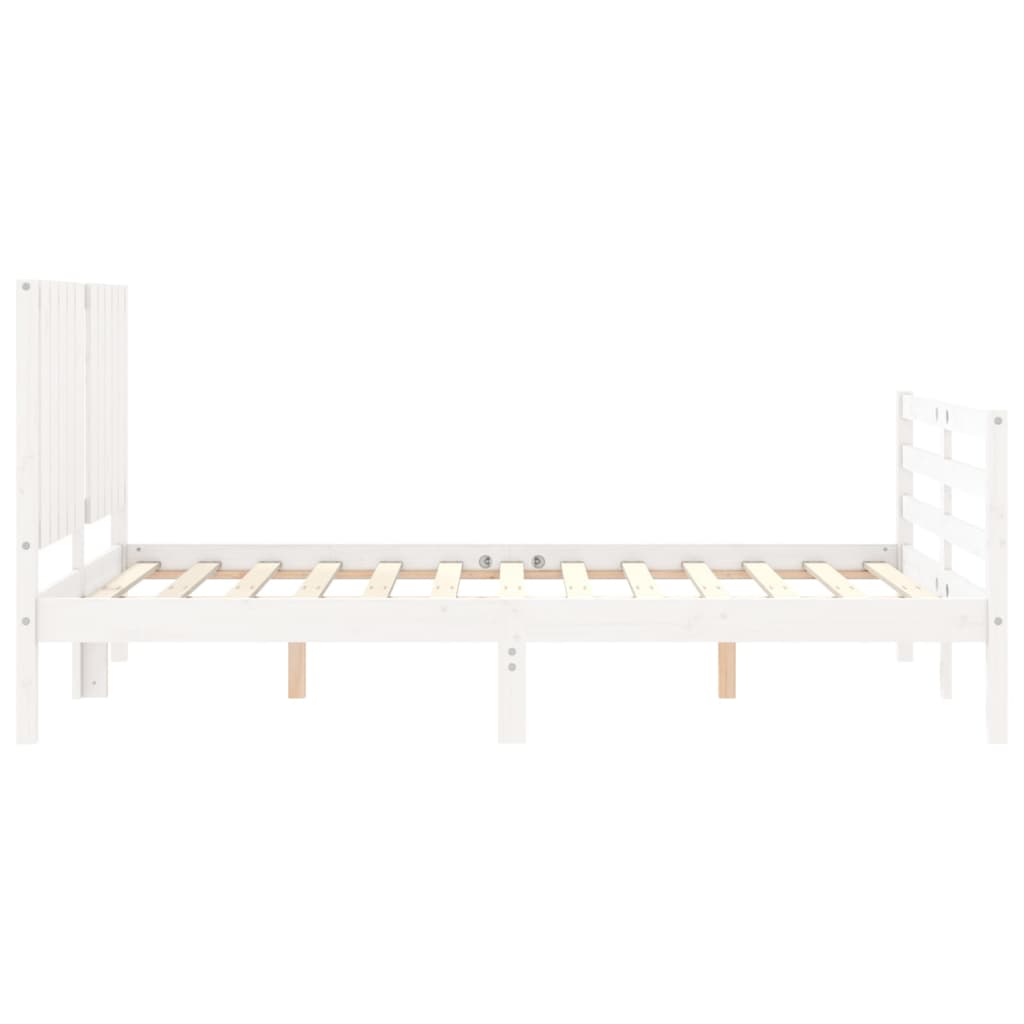 vidaXL Estructura cama de matrimonio con cabecero madera maciza blanco