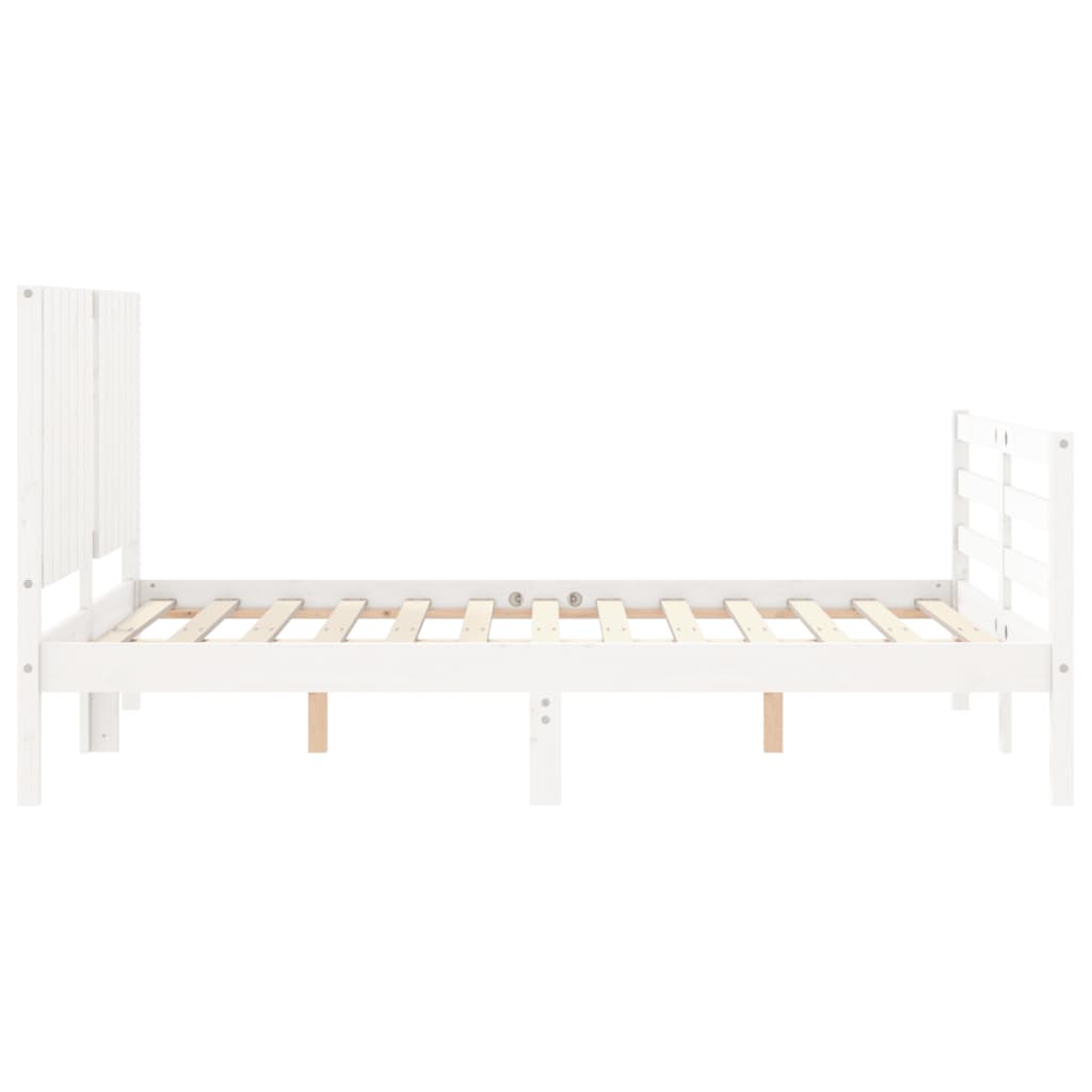 vidaXL Estructura cama de matrimonio con cabecero madera maciza blanco