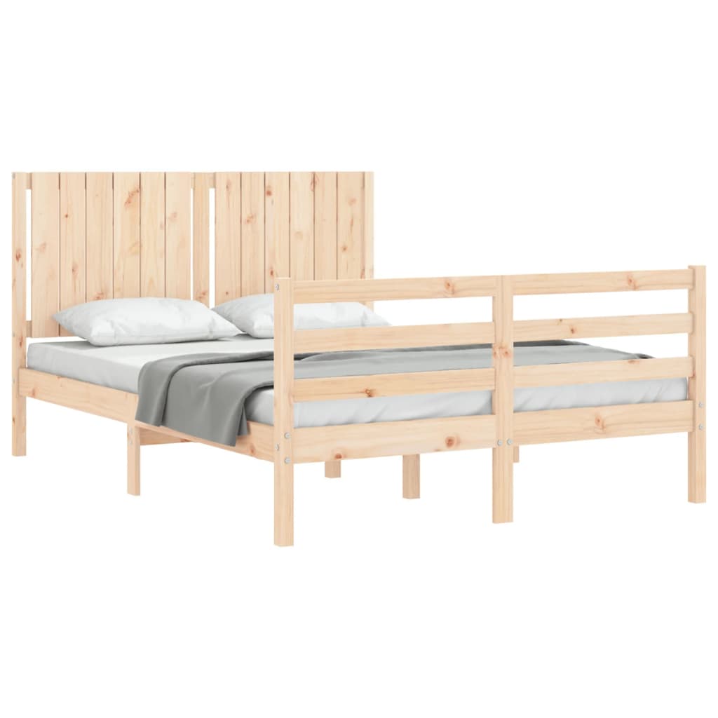 vidaXL Estructura de cama con cabecero madera maciza 140x190 cm