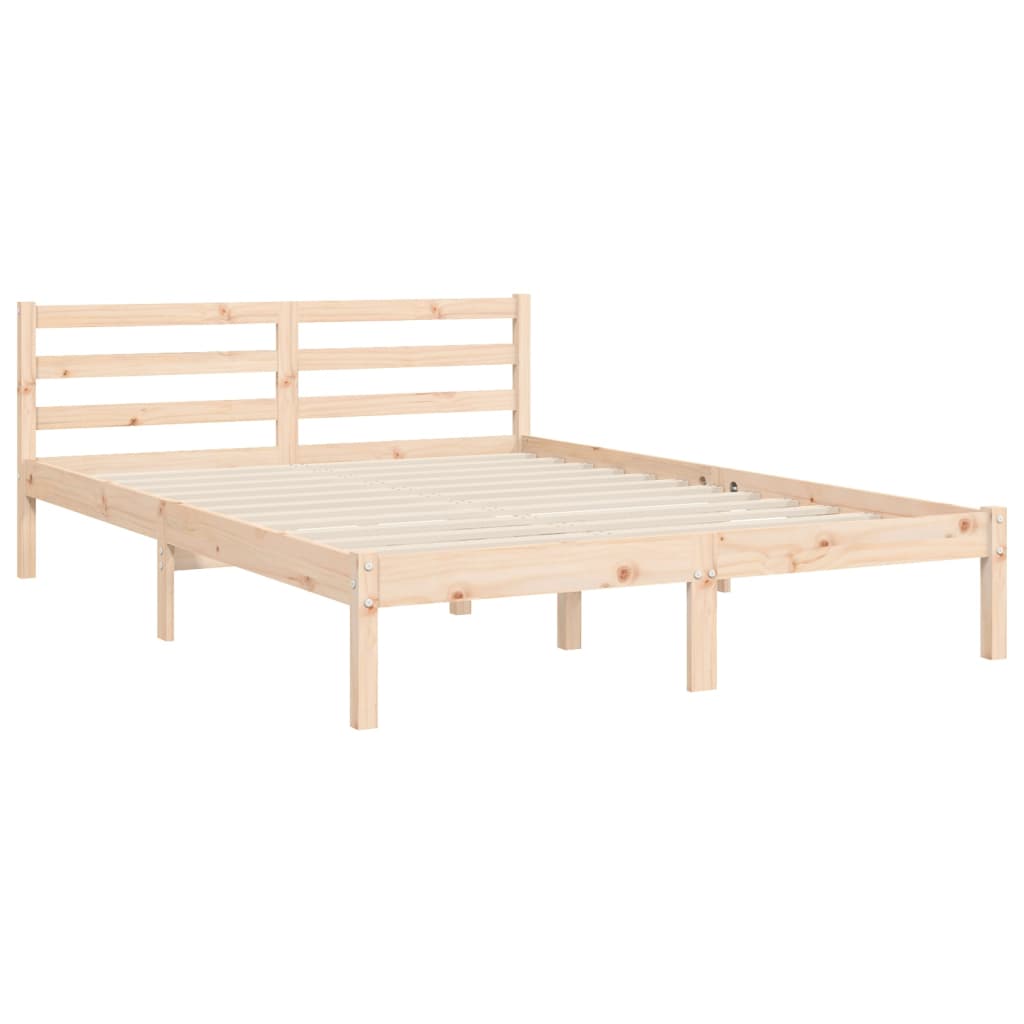 vidaXL Estructura de cama con cabecero madera maciza 140x190 cm