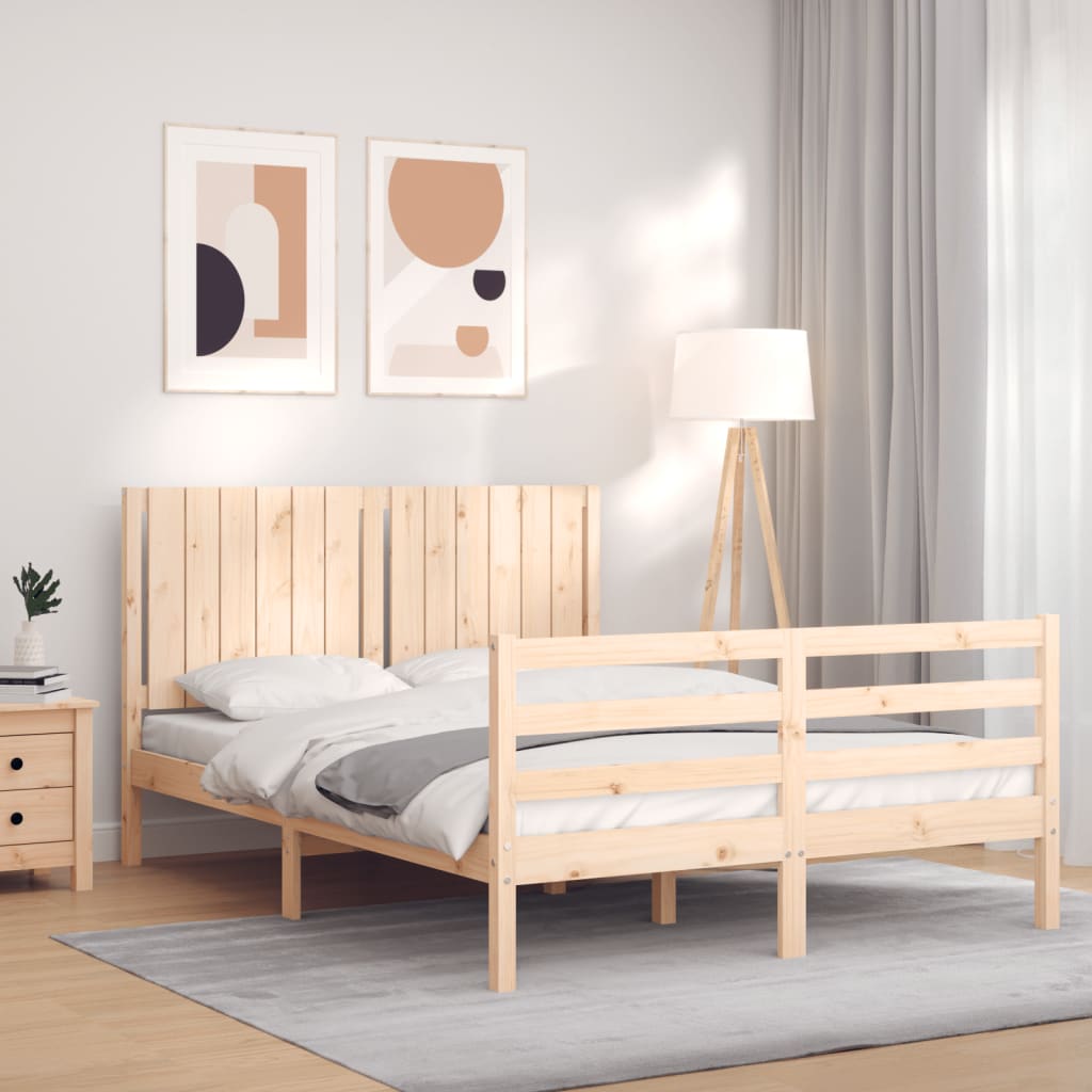 vidaXL Estructura de cama con cabecero madera maciza 140x190 cm