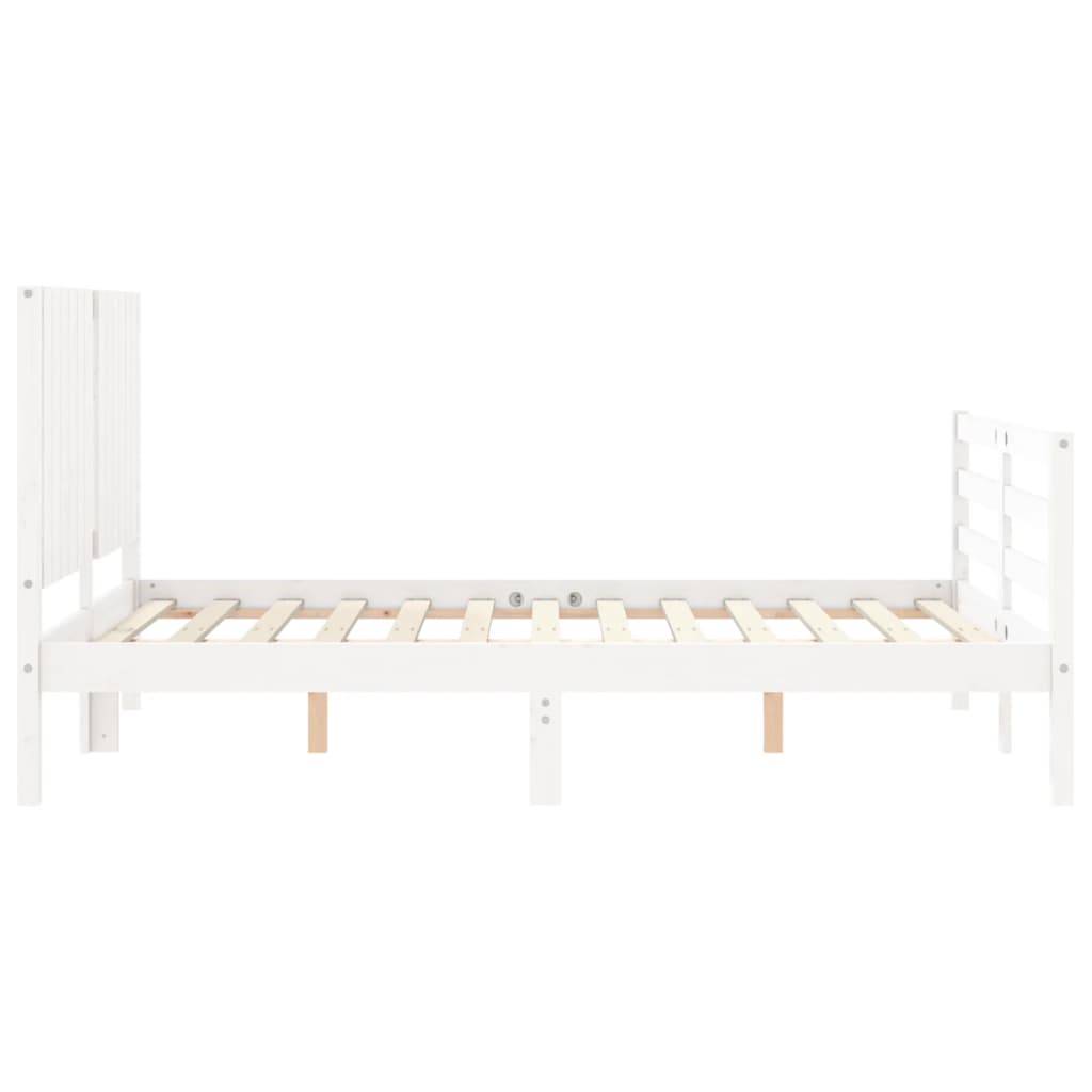 vidaXL Estructura de cama con cabecero madera maciza blanco 140x190 cm