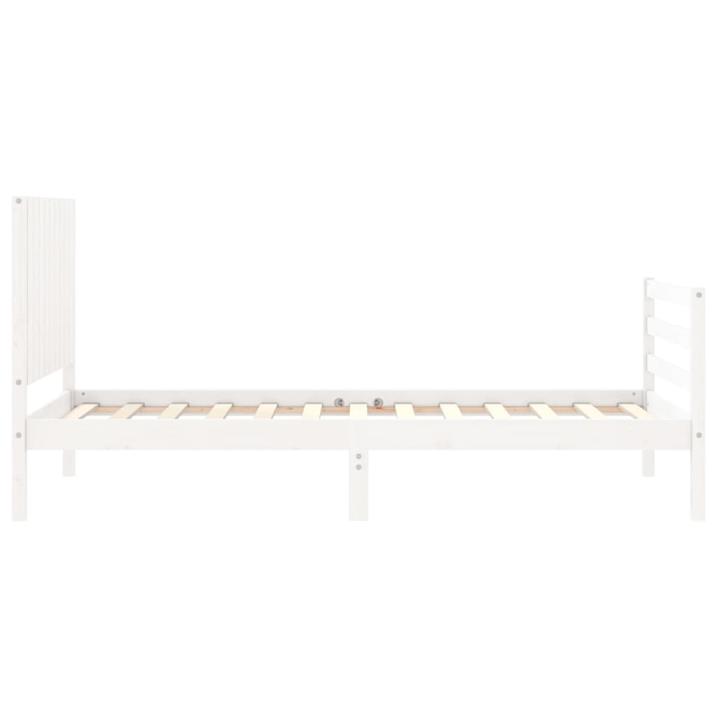 vidaXL Estructura de cama con cabecero madera maciza blanco 90x200 cm