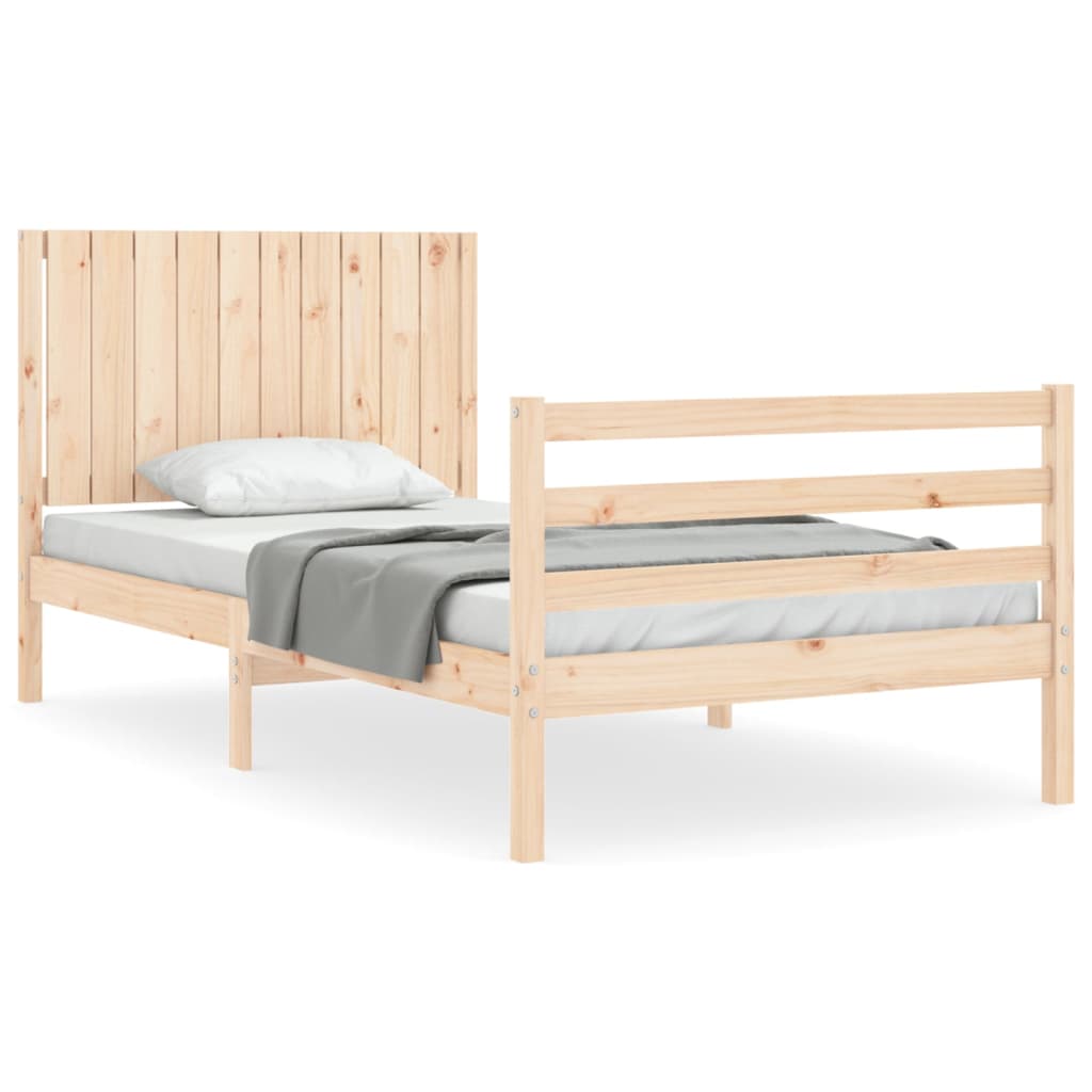 vidaXL Estructura de cama con cabecero madera maciza 100x200 cm