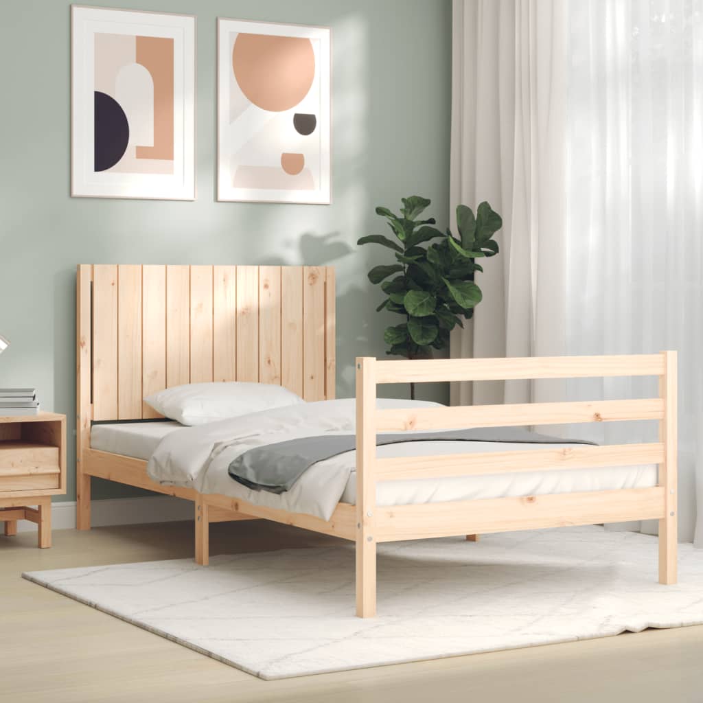 vidaXL Estructura de cama con cabecero madera maciza 100x200 cm