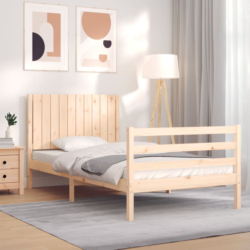 vidaXL Estructura de cama con cabecero madera maciza 100x200 cm