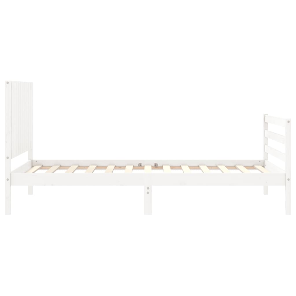 vidaXL Estructura de cama con cabecero madera maciza blanco 100x200 cm