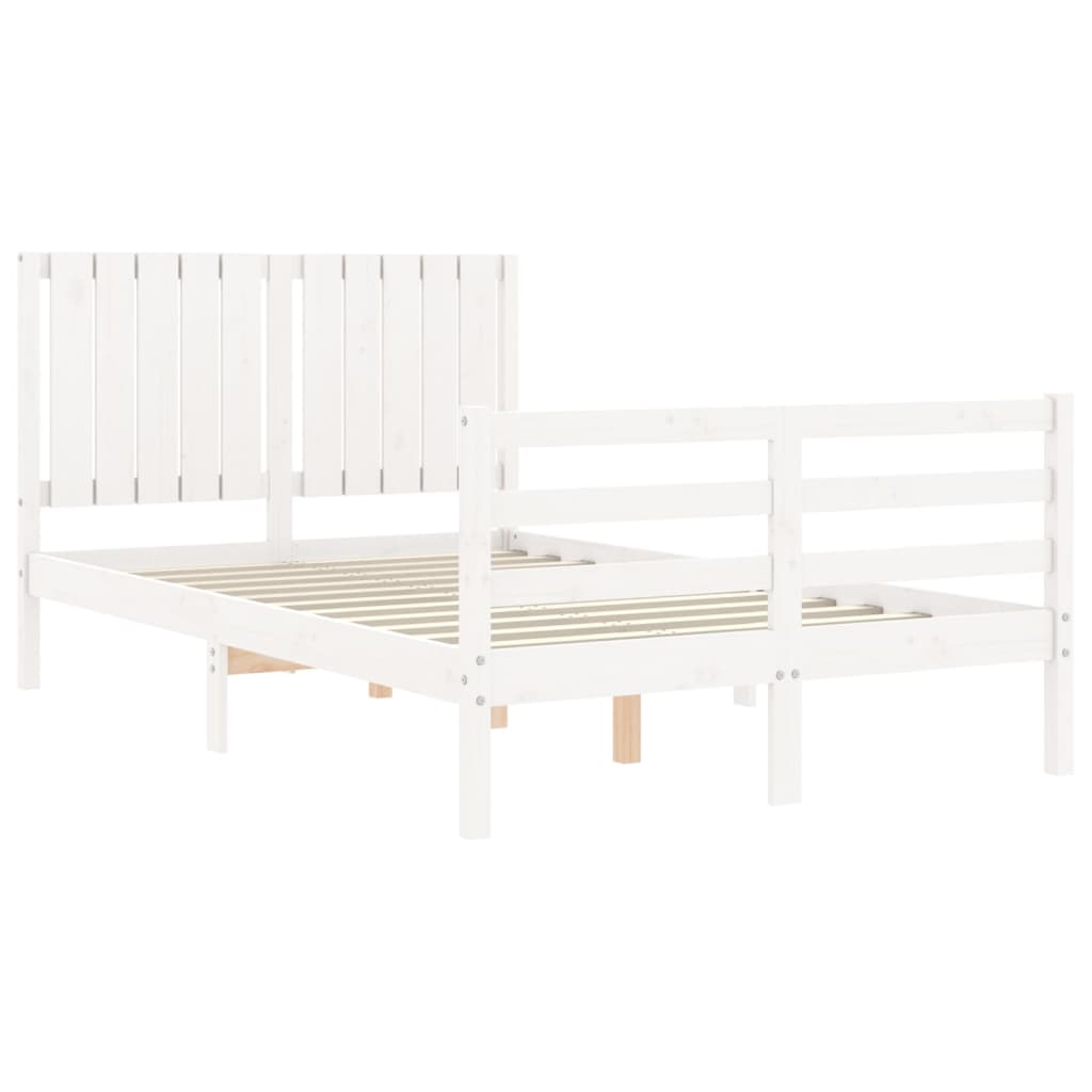 vidaXL Estructura de cama con cabecero madera maciza blanco 120x200 cm