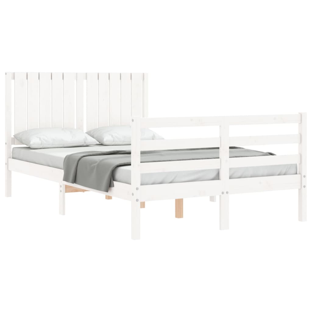 vidaXL Estructura de cama con cabecero madera maciza blanco 120x200 cm