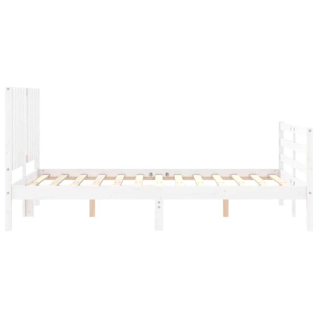 vidaXL Estructura de cama con cabecero madera maciza blanco 120x200 cm