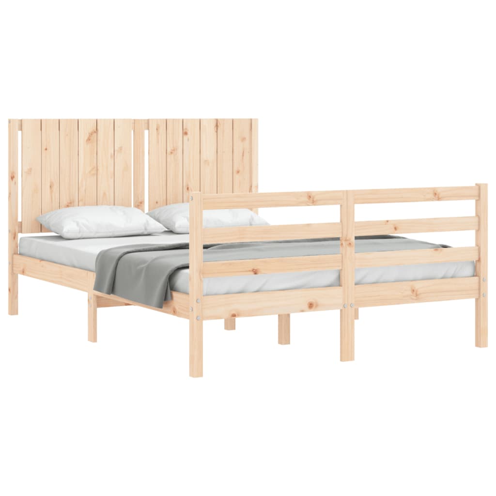 vidaXL Estructura de cama con cabecero madera maciza 140x200 cm