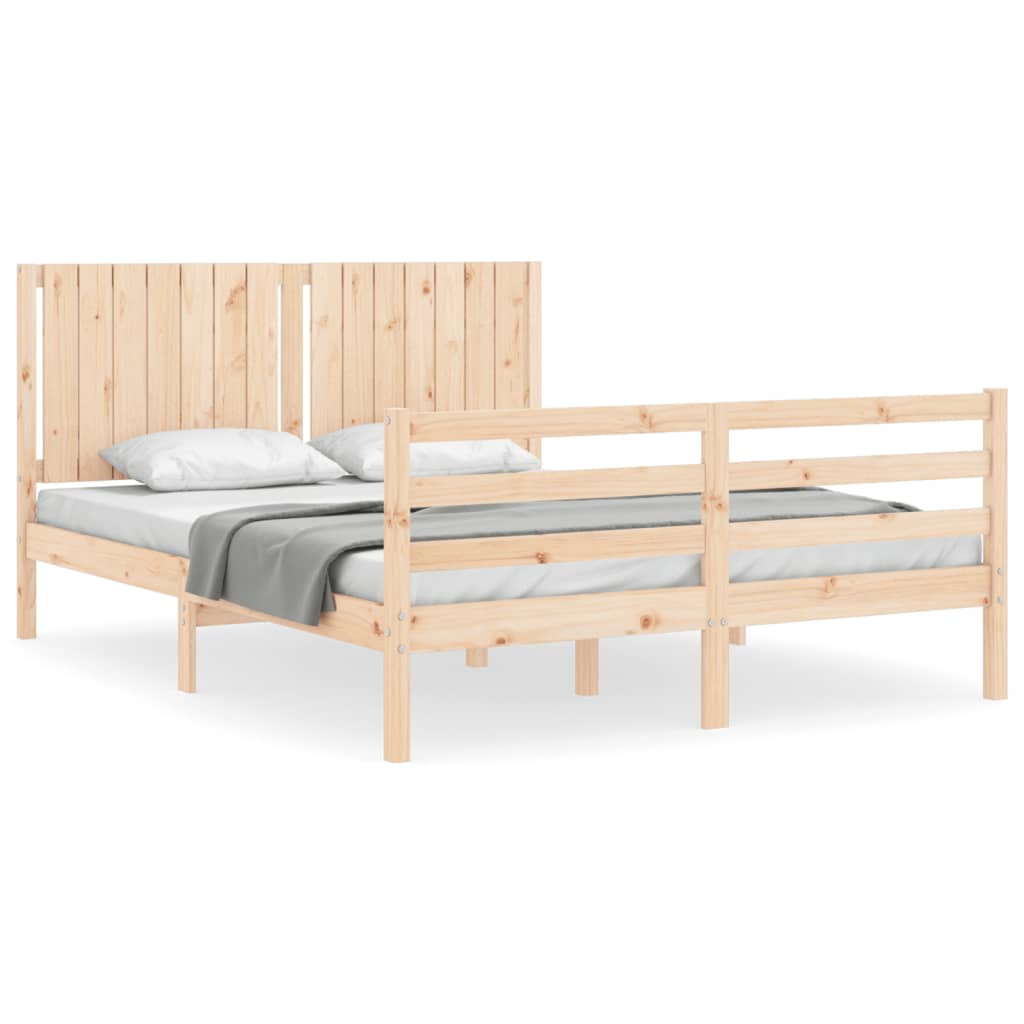 vidaXL Estructura de cama con cabecero madera maciza 160x200 cm