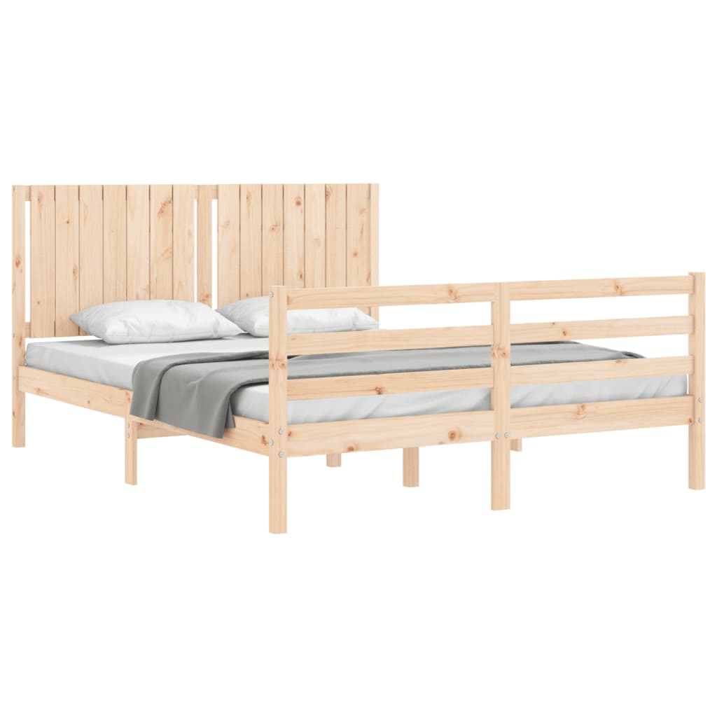 vidaXL Estructura de cama con cabecero madera maciza 160x200 cm