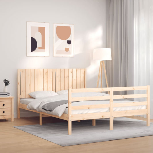 vidaXL Estructura de cama con cabecero madera maciza 160x200 cm