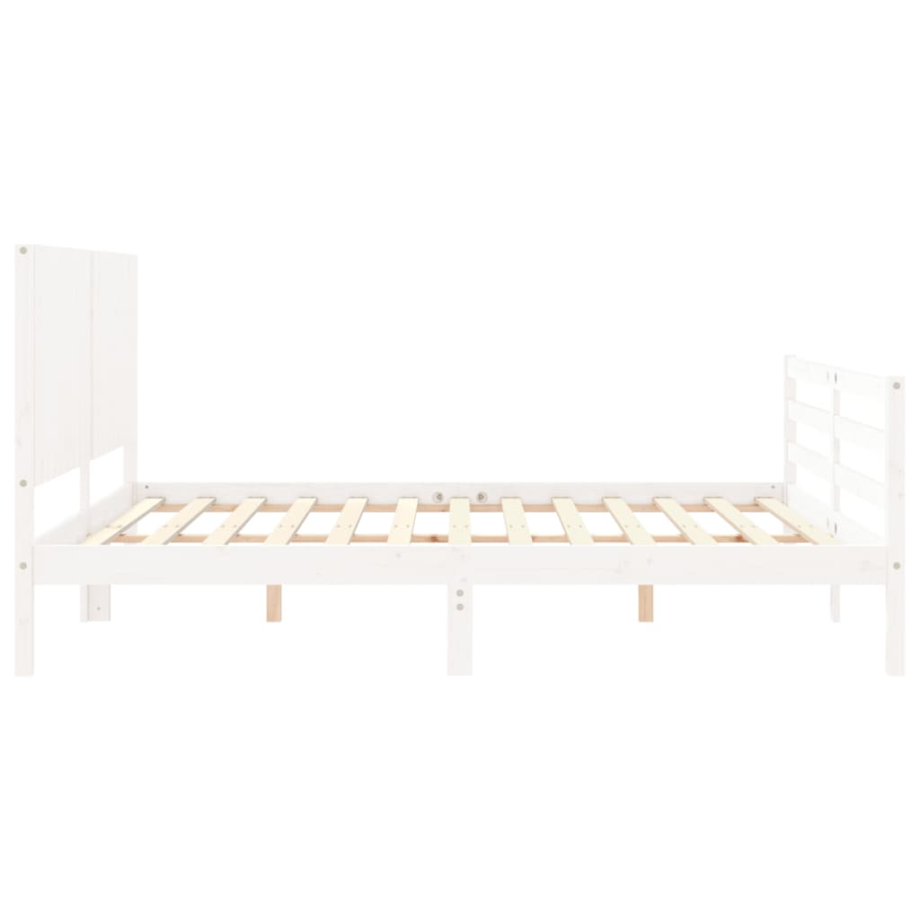 vidaXL Estructura cama de matrimonio con cabecero madera maciza blanco