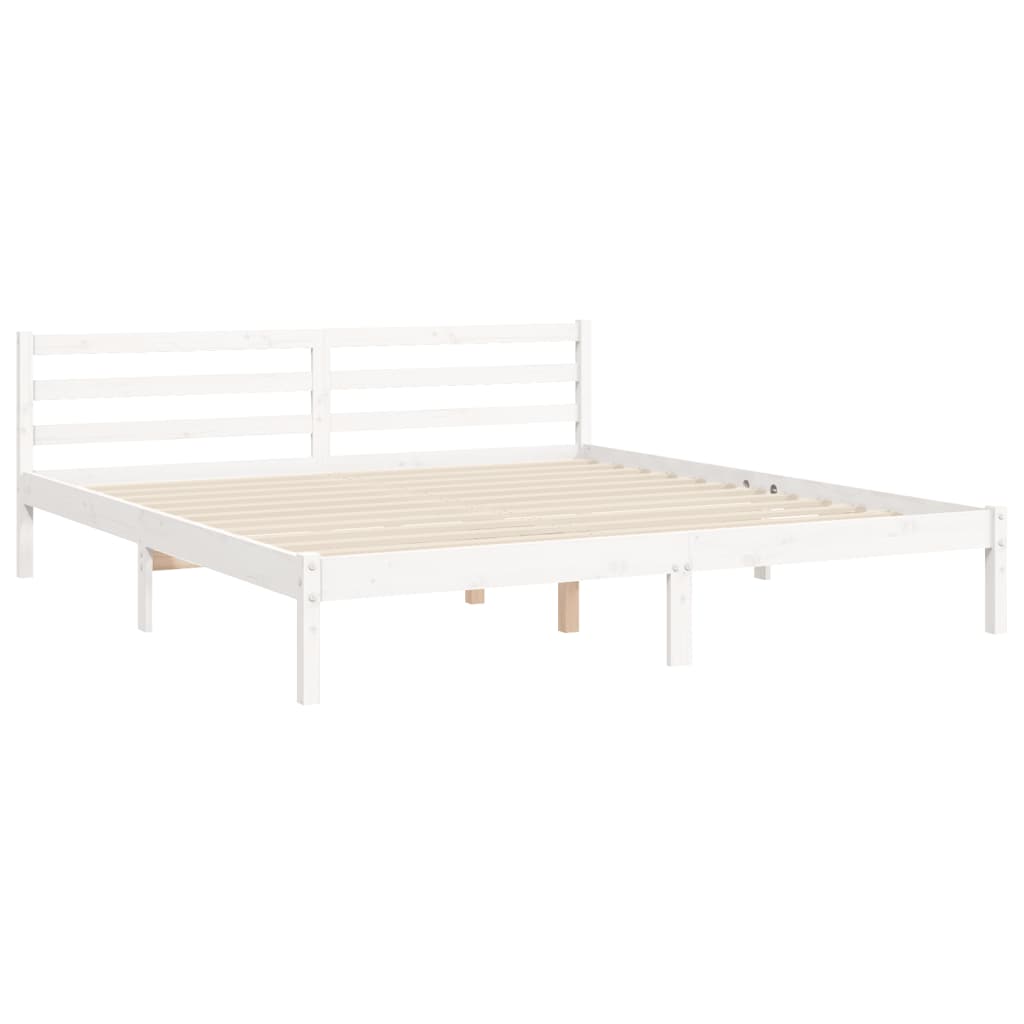 vidaXL Estructura cama de matrimonio con cabecero madera maciza blanco