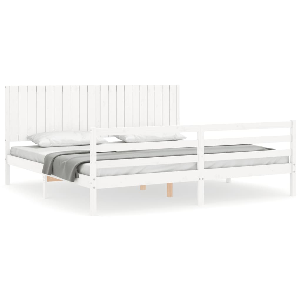 vidaXL Estructura de cama con cabecero madera maciza blanco 200x200 cm