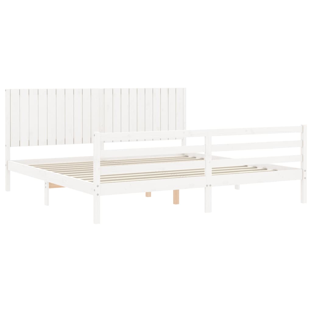 vidaXL Estructura de cama con cabecero madera maciza blanco 200x200 cm